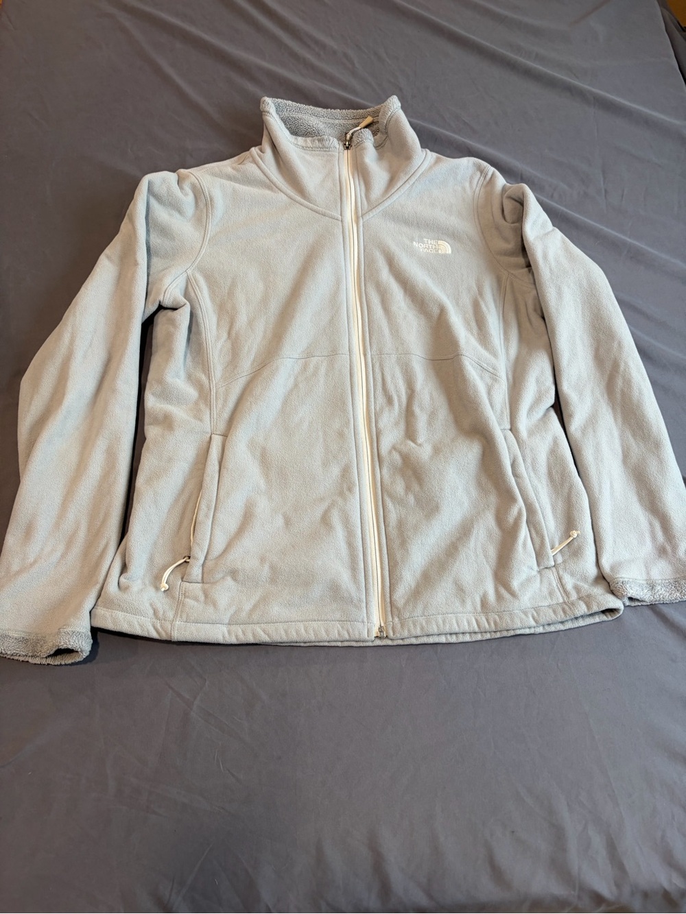 The North Face Womens Light Gray Full-Zip Fleece Jacket size Large